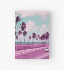 Vaporwave Sea Side Road Hardcover Journal