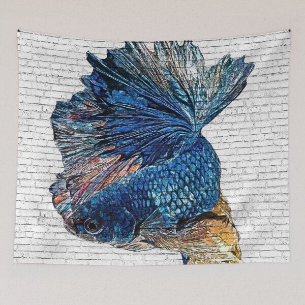 Item preview, Blue Betta Splendens, Siamese Fighting Fish - Custom Pet Portrait Art Studio designed and sold by Custom Pet Portrait Art Studio.