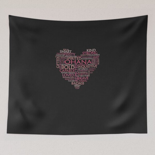 Item preview, Ohana heart word cloud shape name - pink, peach and light pink - female empowerment name personal designed and sold by zadinabxho.