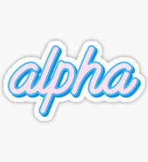 Alpha - pink/blue script Sticker