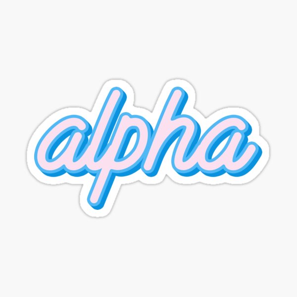 Alpha - pink/blue script Sticker