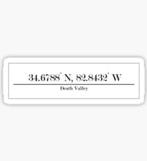 Death Valley Coordinates - Clemson University Sticker