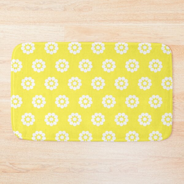 Item preview, White Flower Blossoms on Daffodil Yellow Background designed and sold by burbankdesigns.