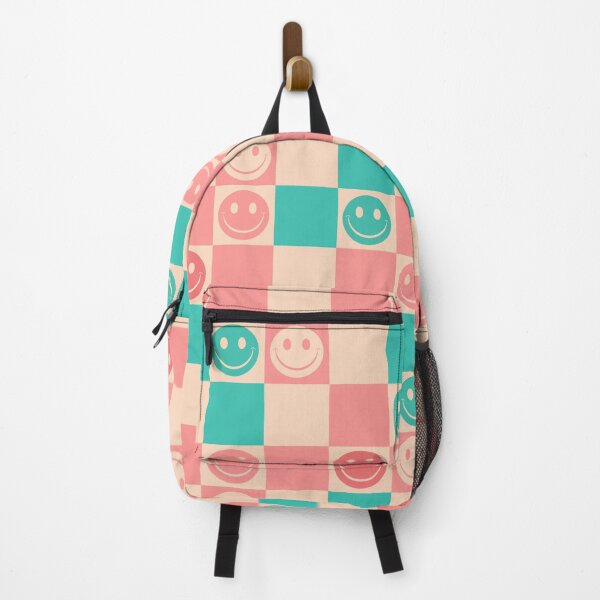 Item preview, Smiley Check Retro Peach & Teal designed and sold by MaiZephyr.