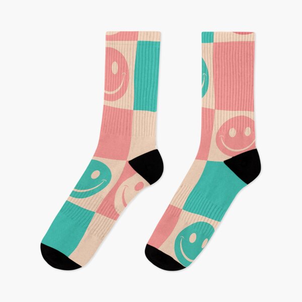 Item preview, Smiley Check Retro Peach & Teal designed and sold by MaiZephyr.