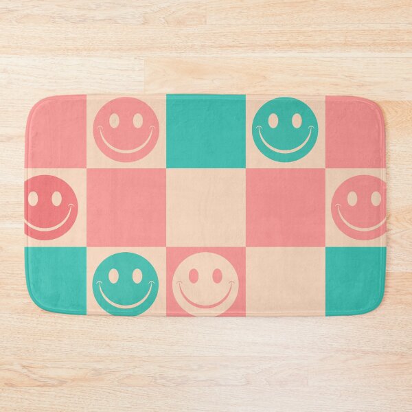Item preview, Smiley Check Retro Peach & Teal designed and sold by MaiZephyr.
