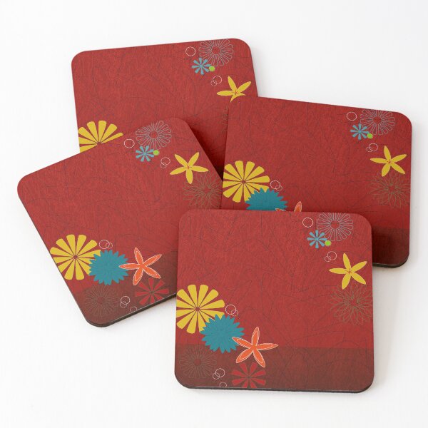 Item preview, Retro 60s Brick Red Floral  designed and sold by Makanahele.