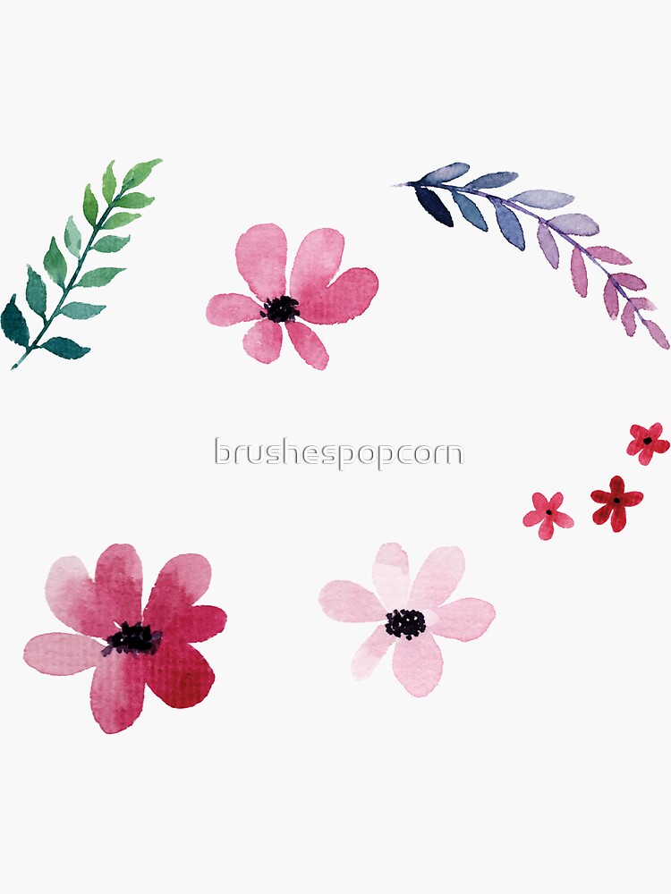 Pink Flower Watercolor Sticker