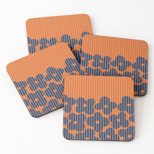 Item preview, Abstract Floral Patterns 12 in Navy Blue Orange designed and sold by nineFlorals.