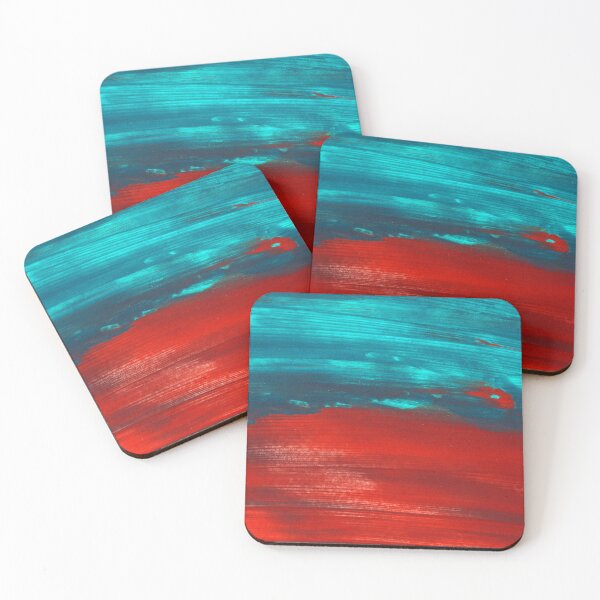 Item preview, Red Turquoise Abstract Paint Art  designed and sold by Tshirtstory.