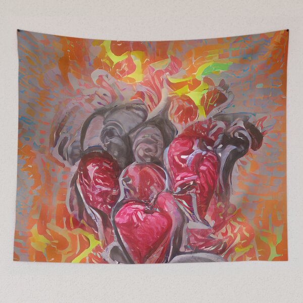 Item preview, Hearts Aflame Creepy Abstract Art designed and sold by CreepyKaleidopi.