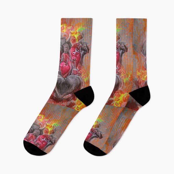 Item preview, Hearts Aflame Creepy Abstract Art designed and sold by CreepyKaleidopi.