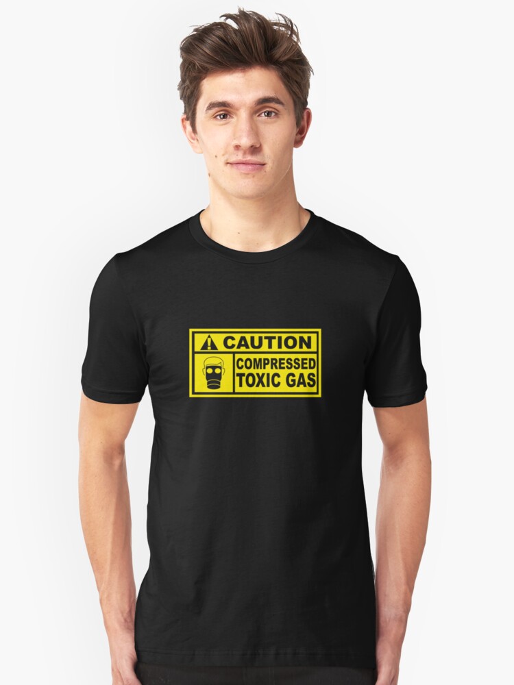 Alternate view of Caution - Compressed Toxic Gas Slim Fit T-Shirt
