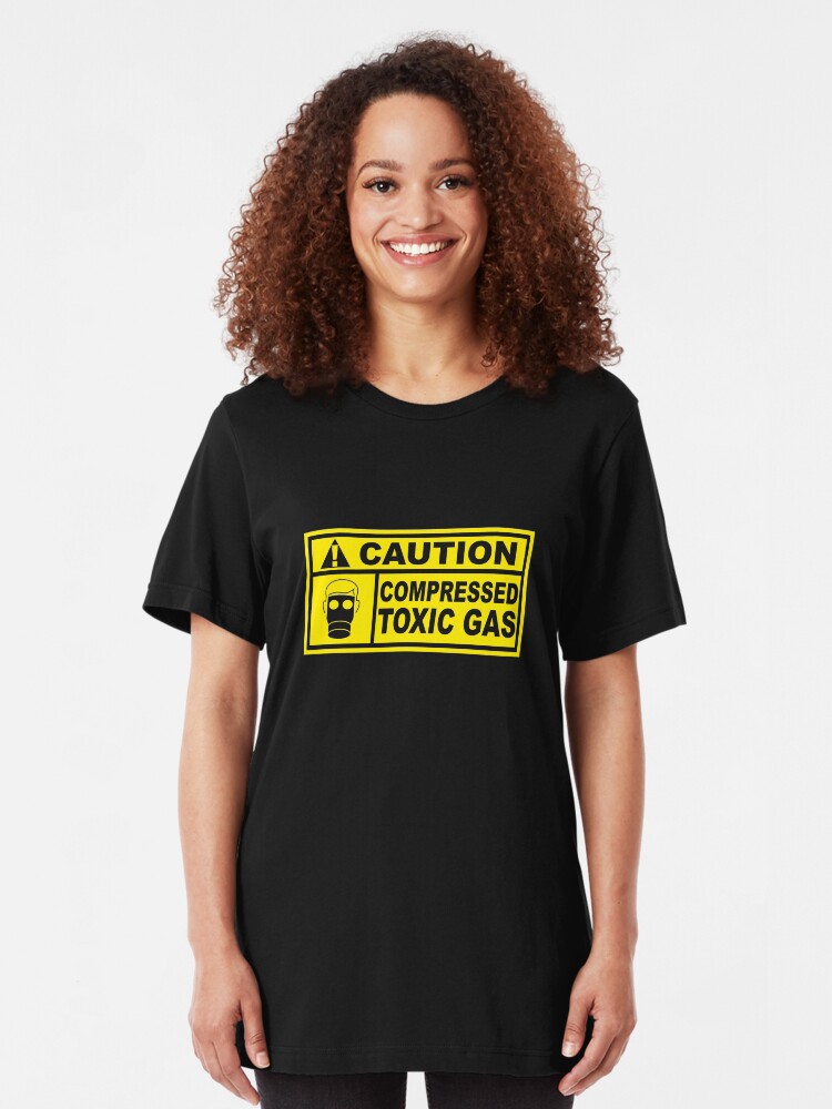 Alternate view of Caution - Compressed Toxic Gas Slim Fit T-Shirt