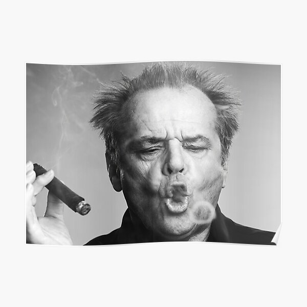 Jack Nicholson,Smoke Rings, Black and White Photography Poster