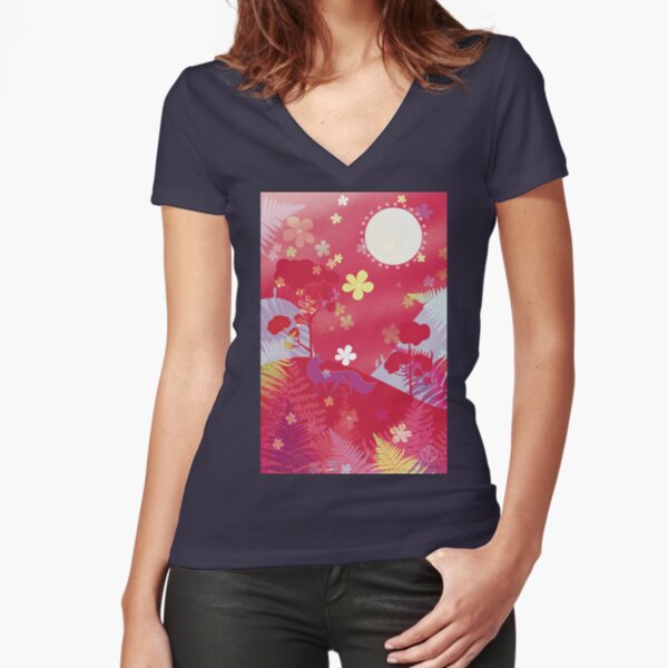 Flower sun Fitted V-Neck T-Shirt