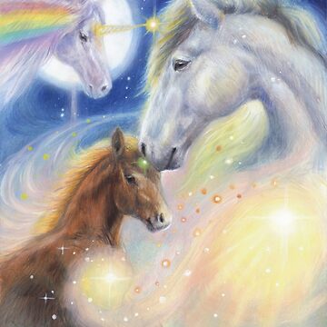 Artwork thumbnail, Horses and Unicorn - blessed motherhood by marjoleinkruijt