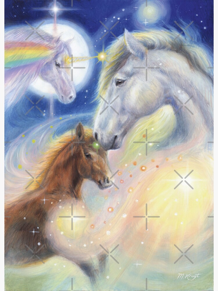 Thumbnail 3 of 3, Sticker, Horses and Unicorn - blessed motherhood designed and sold by marjoleinkruijt.