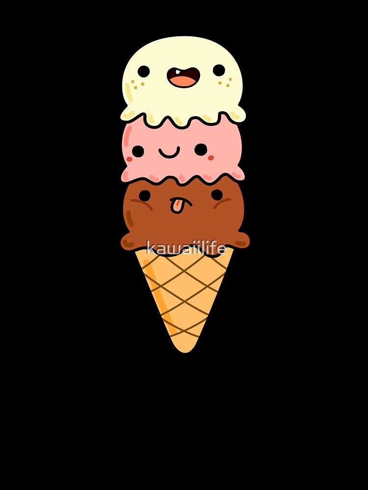 Kawaii Triple Scoop Ice Cream Cone | Sticker