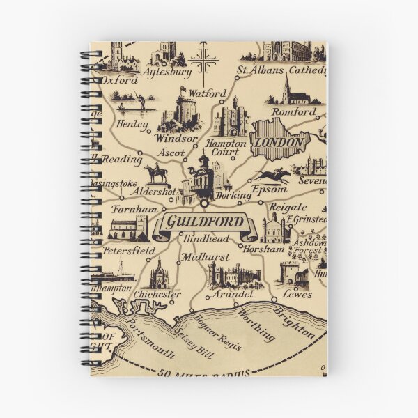 Item preview, Vintage Map of Guildford Surrey, London, Kent, Oxford, Windsor designed and sold by aapshop.