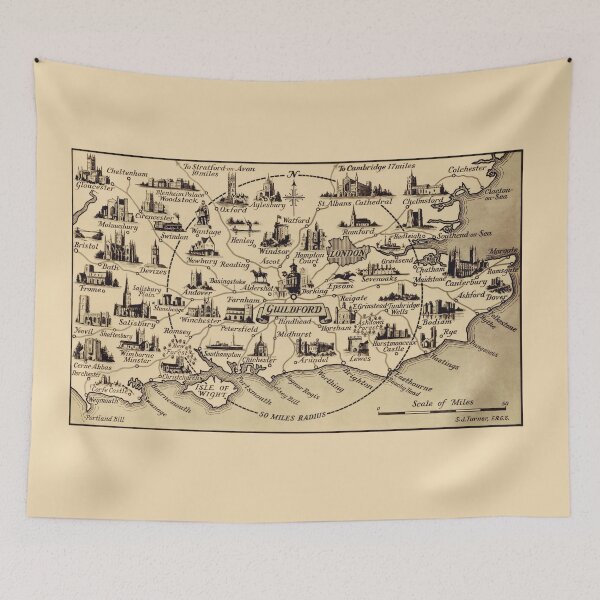 Item preview, Vintage Map of Guildford Surrey, London, Kent, Oxford, Windsor designed and sold by aapshop.