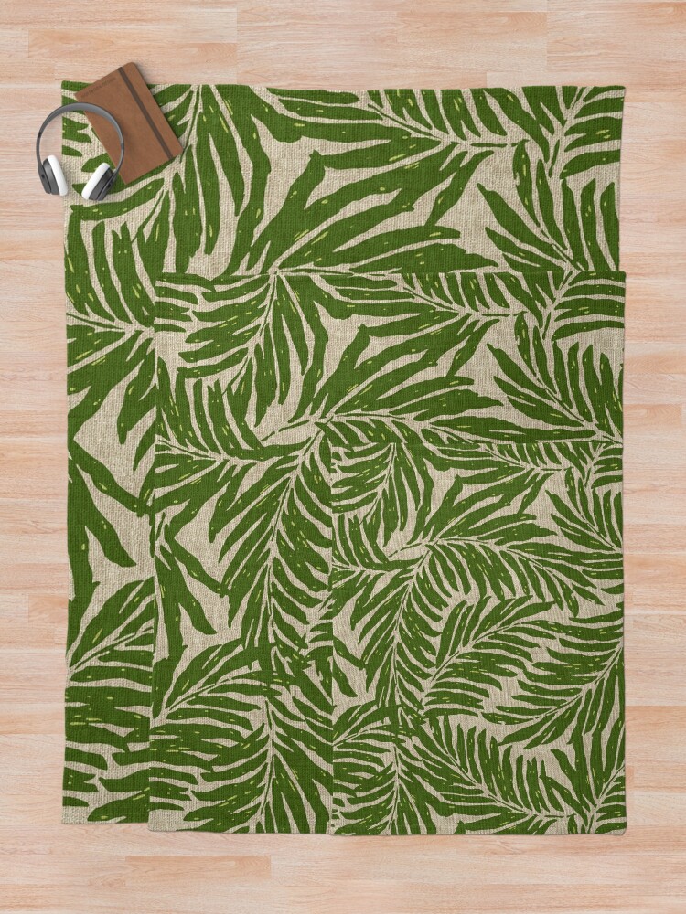 "Kahanu Palms Hawaiian Linen Texture - Olive Green" Throw ...