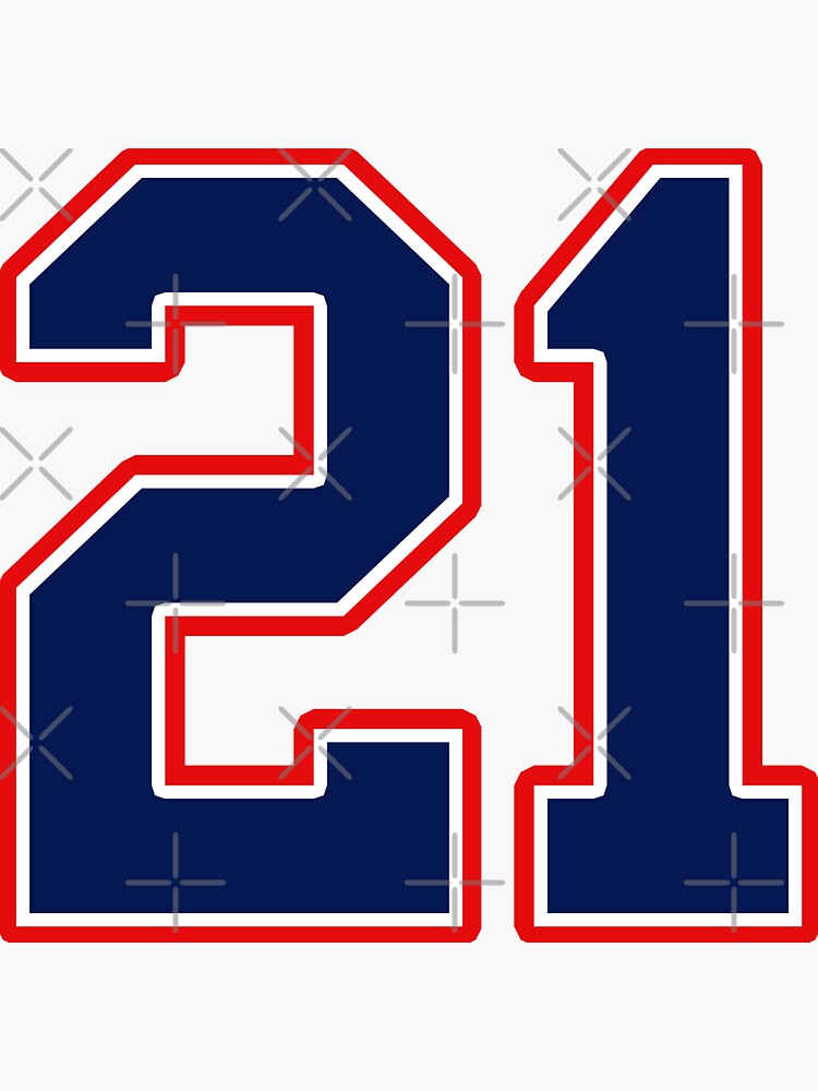 "Number Twenty One 21 Sports Jersey" Sticker for Sale by MSBDesign