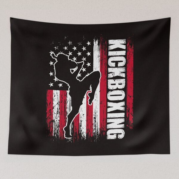 Item preview, US American Flag Kickboxing Fighter Kickboxer Martial Arts designed and sold by TomGiantDesigns.