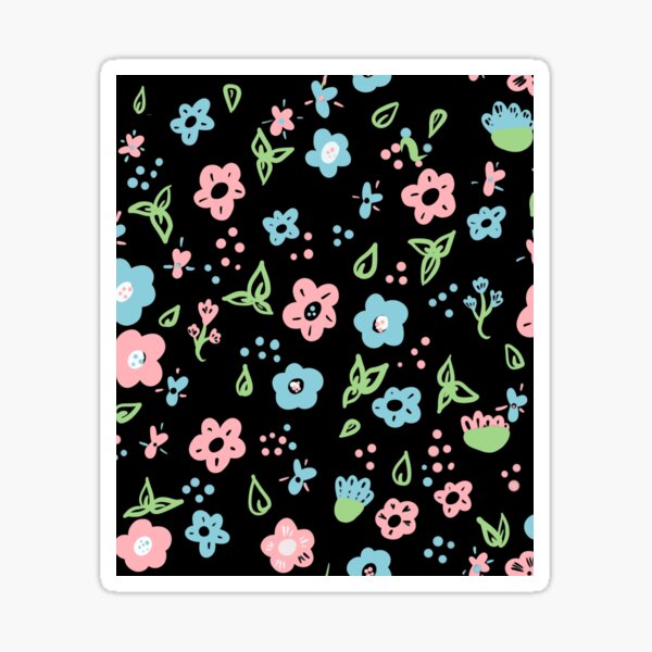 Gift Blossoms black Pattern floor Sticker