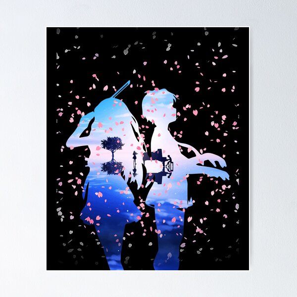  Wall Scroll Poster Fabric Painting For Anime Shigatsu wa Kimi  no Uso Kaori Miyazono & Kousei Arima 001 L: Posters & Prints