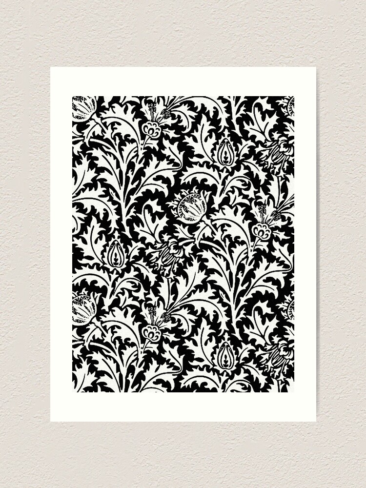 William Morris Thistle Damask, Black and White 