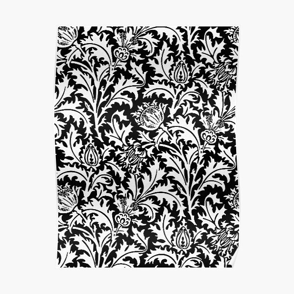 Póster «William Morris Thistle Damask, Blanco Y Negro» De Marymarice ...