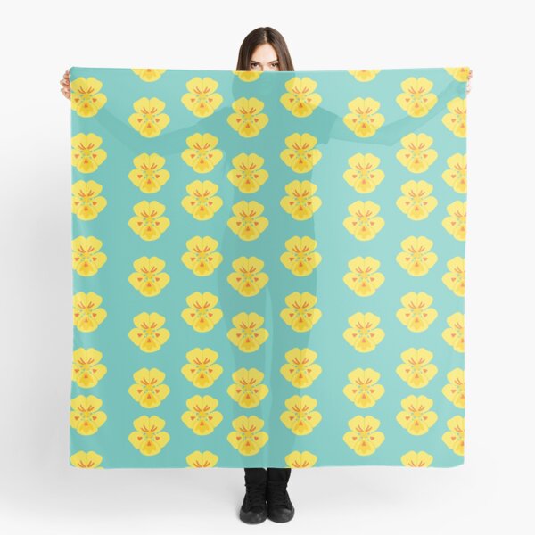 Nasturtiums on Blue Scarf