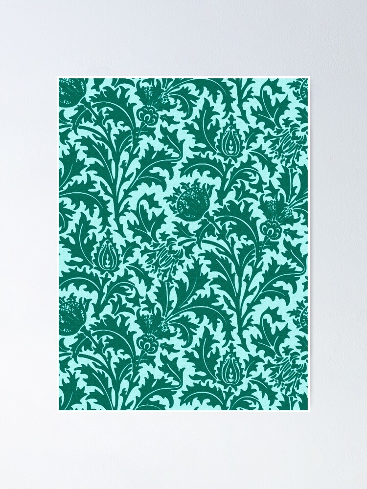 "William Morris Thistle Damask, Turquoise And Aqua" Poster For Sale By ...