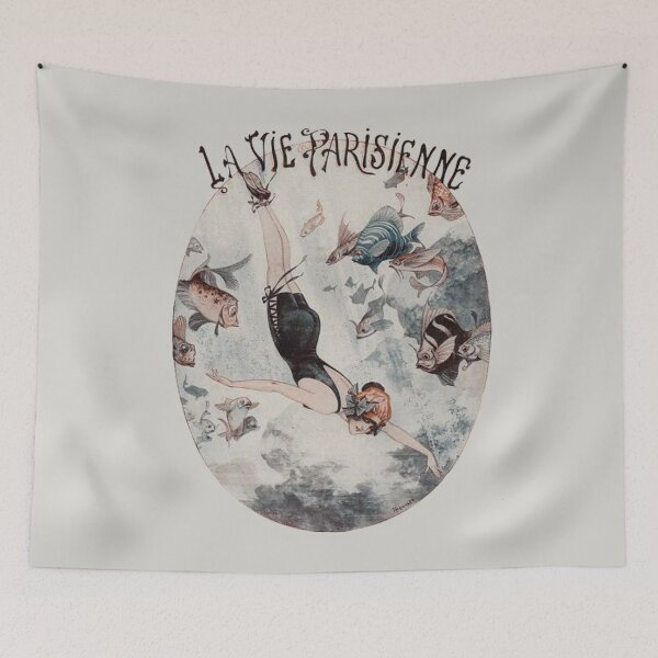 Item preview, La Vie Parisienne - French woman swimming poster Vintage & Retro  designed and sold by OutfitCustoms1.