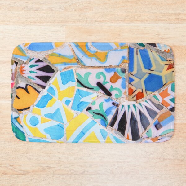 Item preview, Gaudi Tile Barcelona Architecture blue and turquoise mosaic flowers designed and sold by BlankaDesigns.