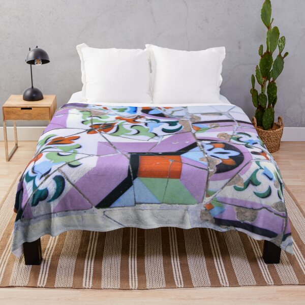 Item preview, Gaudi Tile Barcelona Architecture violet mosaic flowers designed and sold by BlankaDesigns.