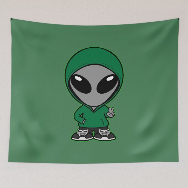 Item preview, Casual Clothed Gray Alien Holding Up "Peace" Hand Sign designed and sold by SpaceAlienTees.