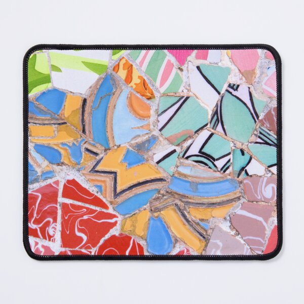 Item preview, Gaudi Tile Barcelona Architecture red mosaic flowers designed and sold by BlankaDesigns.