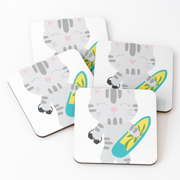 Item preview, Summer Surfer Cat Cartoon designed and sold by de-creartique.
