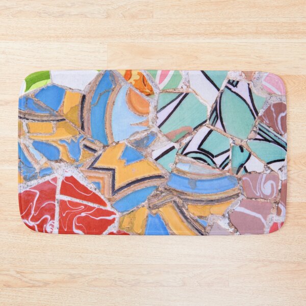 Item preview, Gaudi Tile Barcelona Architecture red mosaic flowers designed and sold by BlankaDesigns.