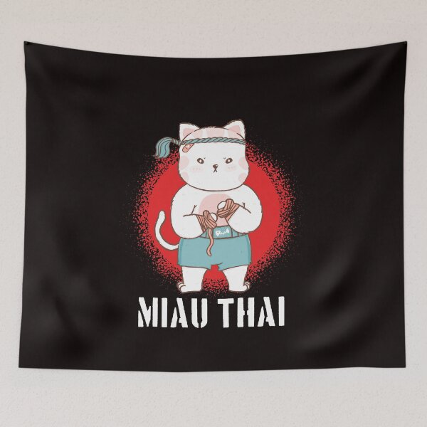 Item preview, Muay Thai Cat Thailand Boxing MMA Martial Arts Sports Fight designed and sold by TomGiantDesigns.