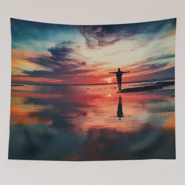 Item preview, Sunset Reflecting on the Beach - brilliant, colorful, restoring designed and sold by Rozlar.