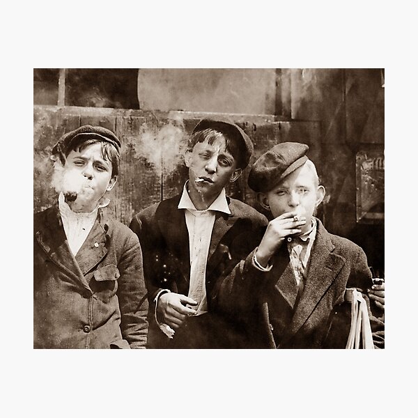 Newsboys Smoking - 1910 Child Labor Photo Photographic Print