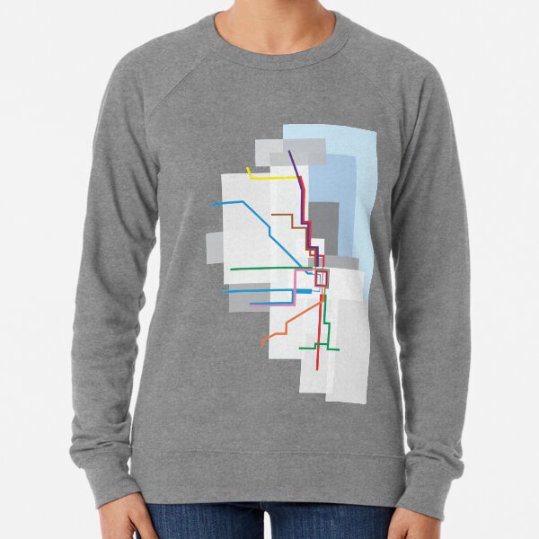 Chicago Transit Map Lake Lightweight Sweatshirt