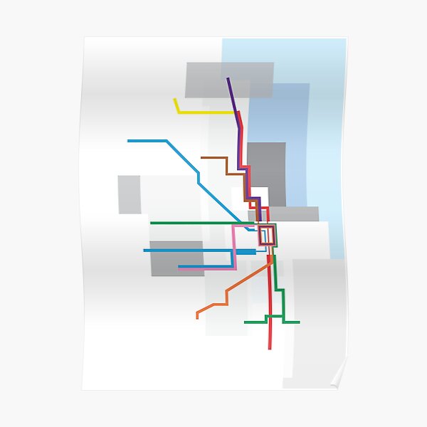 Chicago Transit Map Lake Poster