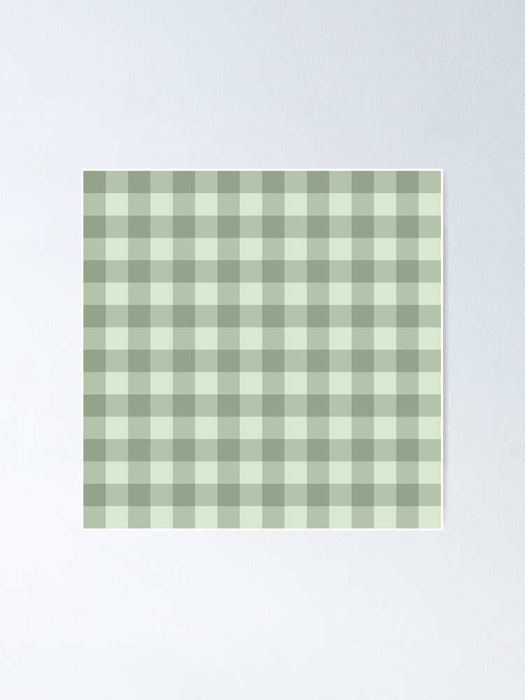 Poster Seamless Gingham Hearts, pastel green, EPS has pattern