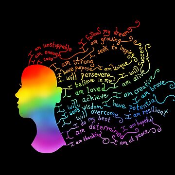 Rainbow Hair Positive Affirmation Silhouette - Positive Affirmations -  Sticker