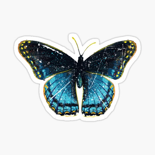 "Dark Blue Butterfly, Dark and Gold Blue Butterfly" Sticker for Sale by YuriPanda Redbubble
