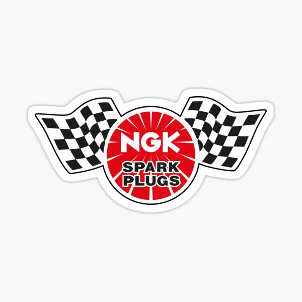 NGK Spark Plugs vintage checkered flag (black outline) Sticker